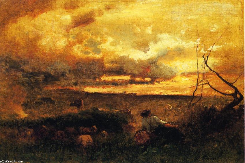 Wikioo.org - The Encyclopedia of Fine Arts - Painting, Artwork by George Inness - Golden Sunset