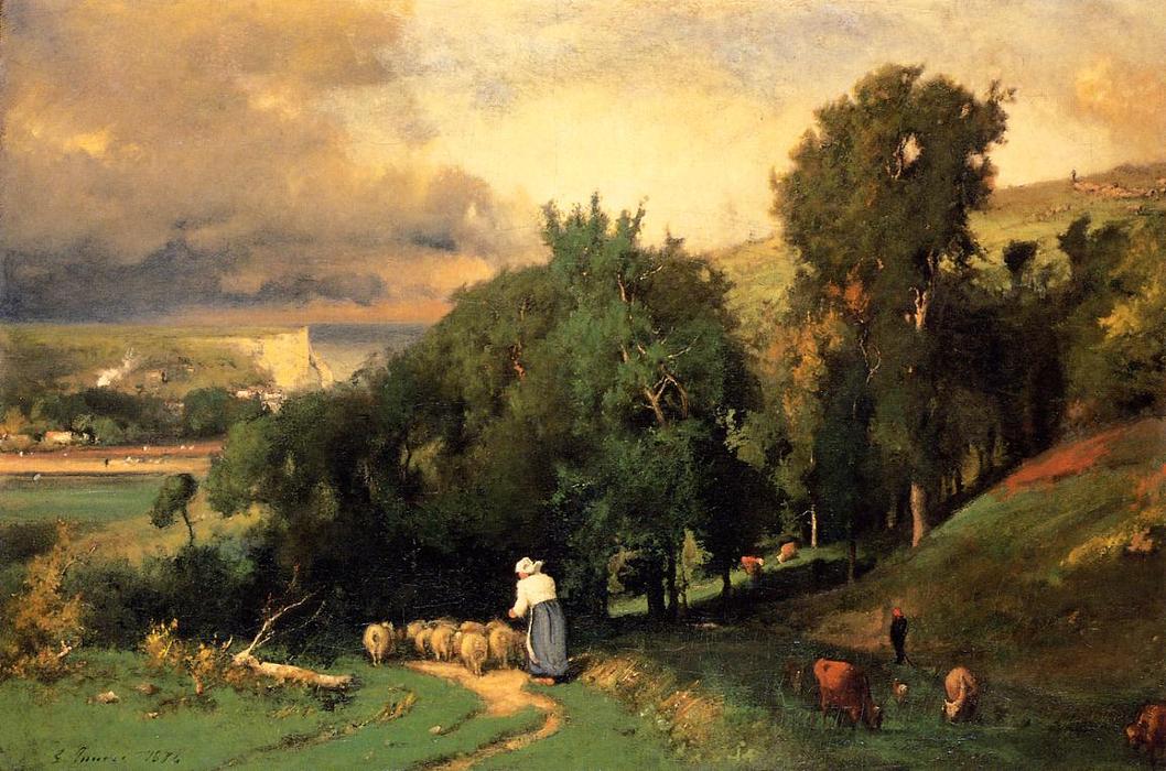 Wikioo.org - The Encyclopedia of Fine Arts - Painting, Artwork by George Inness - Hillside at Etretet