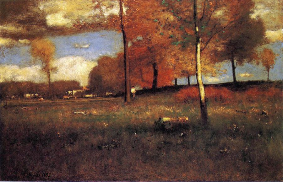 Wikioo.org - The Encyclopedia of Fine Arts - Painting, Artwork by George Inness - Near the Village, October