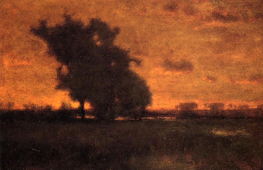 WikiOO.org - Enciklopedija dailės - Tapyba, meno kuriniai George Inness - Sunset at Milton