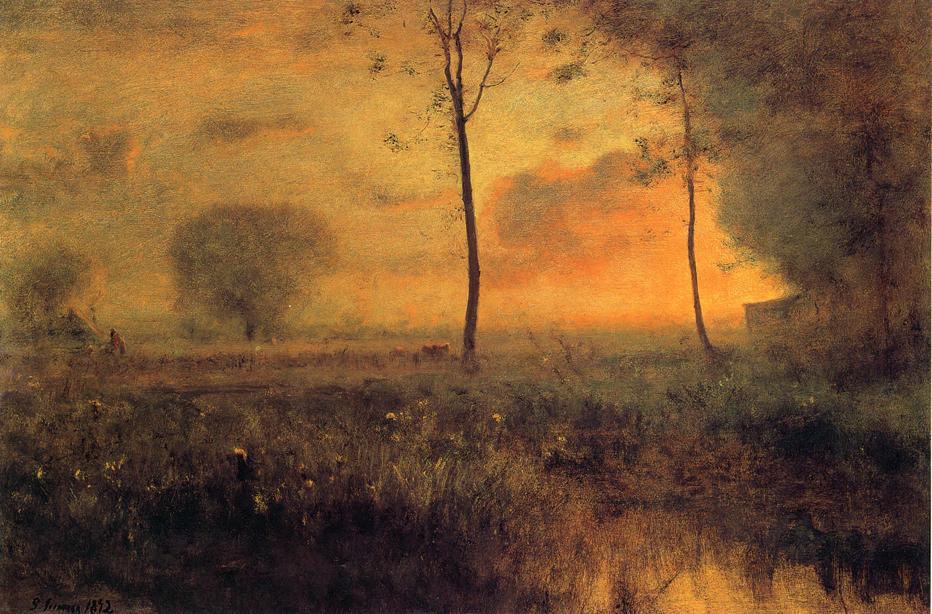 WikiOO.org - Güzel Sanatlar Ansiklopedisi - Resim, Resimler George Inness - Sunset at Montclair