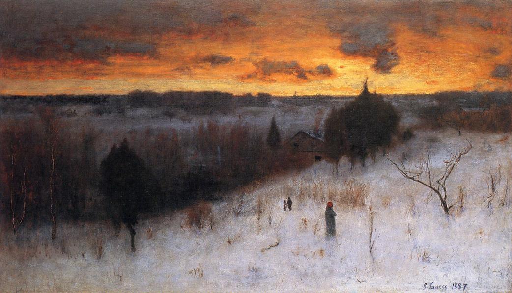 Wikioo.org - The Encyclopedia of Fine Arts - Painting, Artwork by George Inness - Winter Evening