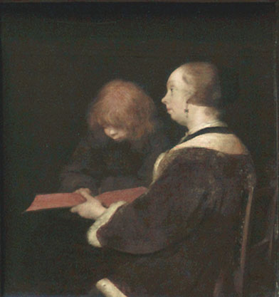 WikiOO.org - Encyclopedia of Fine Arts - Maalaus, taideteos Gerard Ter Borch - La Leçon de lecture