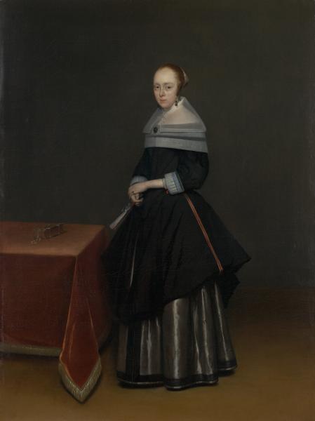 Wikioo.org - The Encyclopedia of Fine Arts - Painting, Artwork by Gerard Ter Borch - Lady with a fan