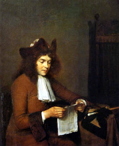 Wikioo.org - The Encyclopedia of Fine Arts - Painting, Artwork by Gerard Ter Borch - Man Reading Letter