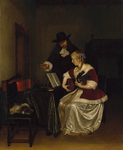 Wikioo.org - The Encyclopedia of Fine Arts - Painting, Artwork by Gerard Ter Borch - Music Lesson