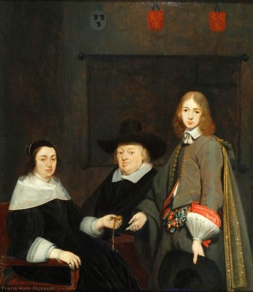 Wikioo.org - The Encyclopedia of Fine Arts - Painting, Artwork by Gerard Ter Borch - Portrait of Anthonie Charles de Liedekercke, his wife Willemina van Braeckel and their son Samuel