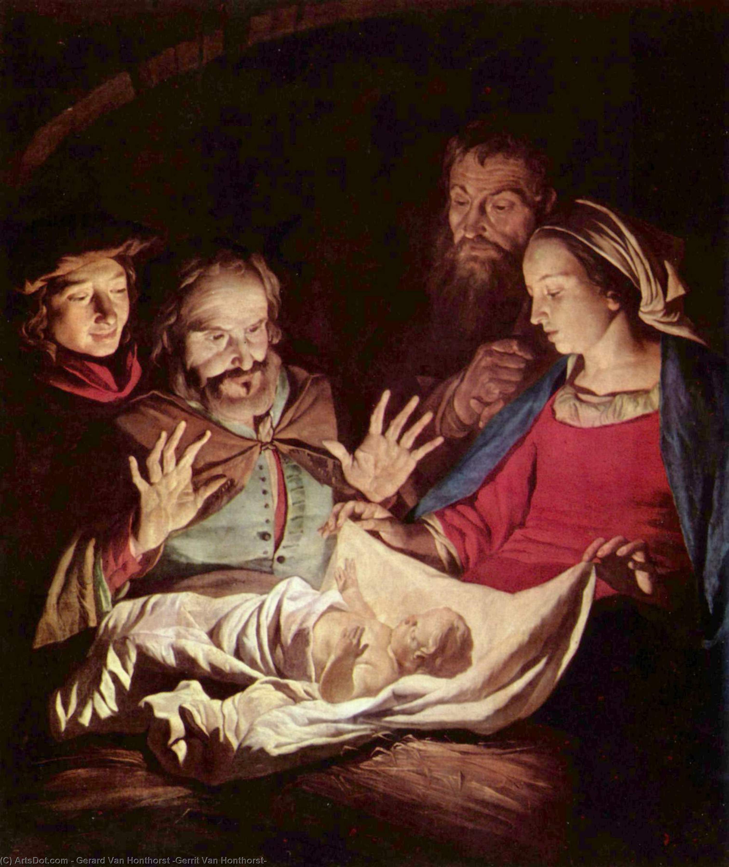 WikiOO.org - Encyclopedia of Fine Arts - Målning, konstverk Gerard Van Honthorst (Gerrit Van Honthorst) - Anbetung der Hirten