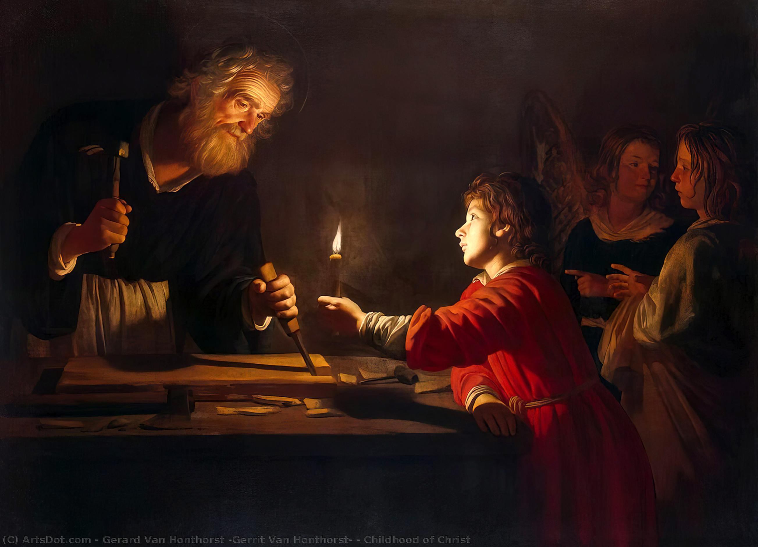 Wikioo.org - The Encyclopedia of Fine Arts - Painting, Artwork by Gerard Van Honthorst (Gerrit Van Honthorst) - Childhood of Christ