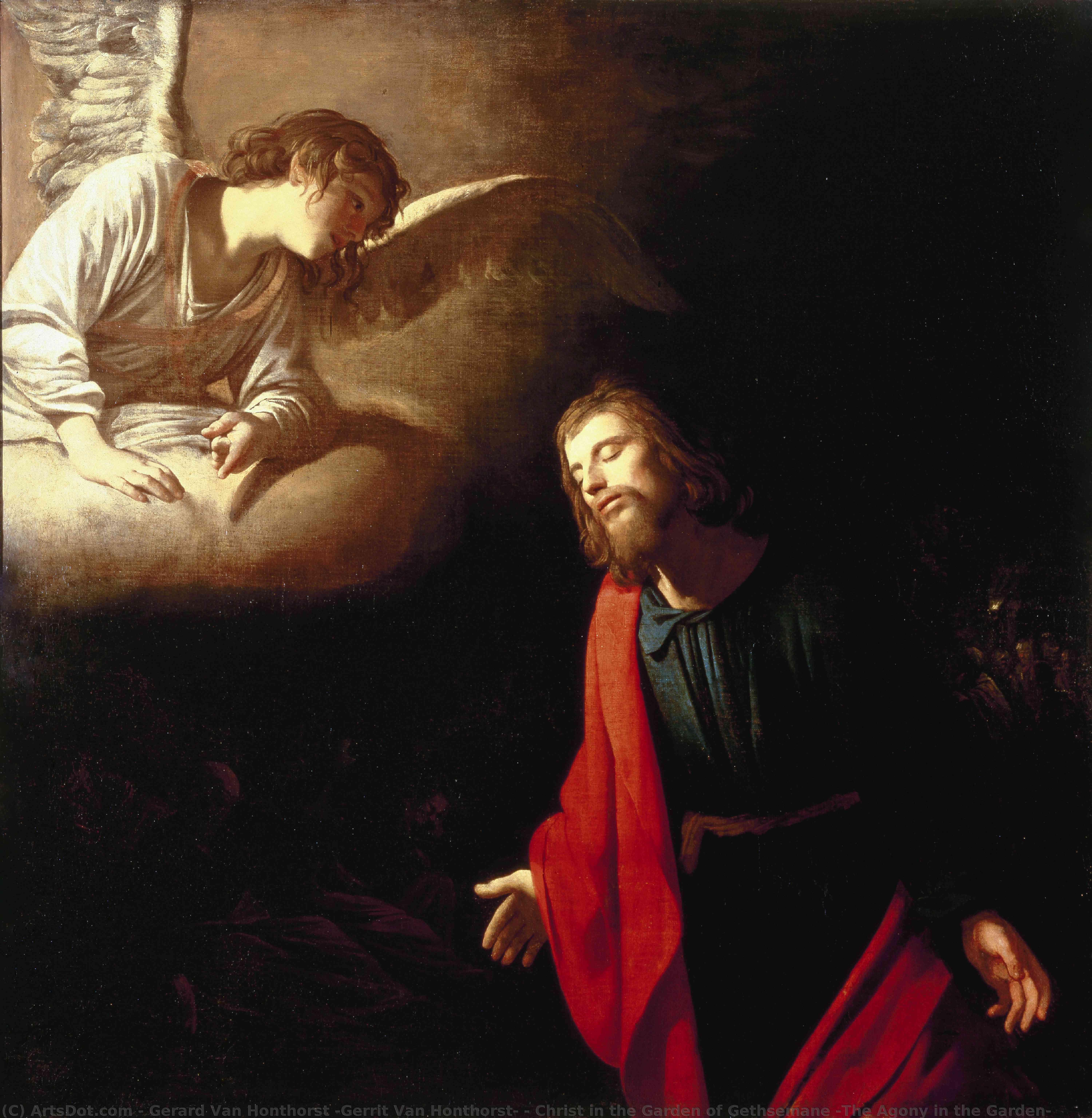 Wikioo.org - The Encyclopedia of Fine Arts - Painting, Artwork by Gerard Van Honthorst (Gerrit Van Honthorst) - Christ in the Garden of Gethsemane (The Agony in the Garden)