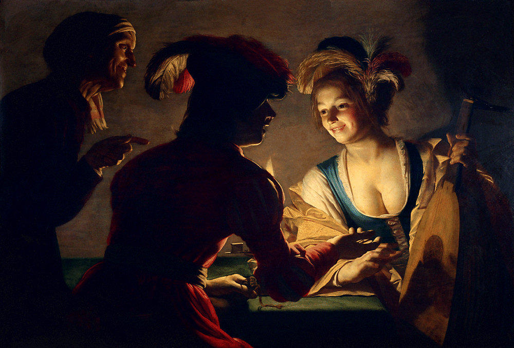 Wikioo.org - The Encyclopedia of Fine Arts - Painting, Artwork by Gerard Van Honthorst (Gerrit Van Honthorst) - The Matchmaker