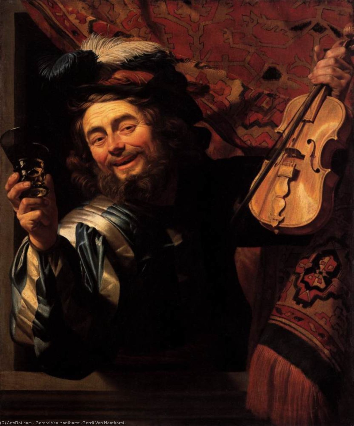 WikiOO.org - Енциклопедия за изящни изкуства - Живопис, Произведения на изкуството Gerard Van Honthorst (Gerrit Van Honthorst) - The Merry Fiddler