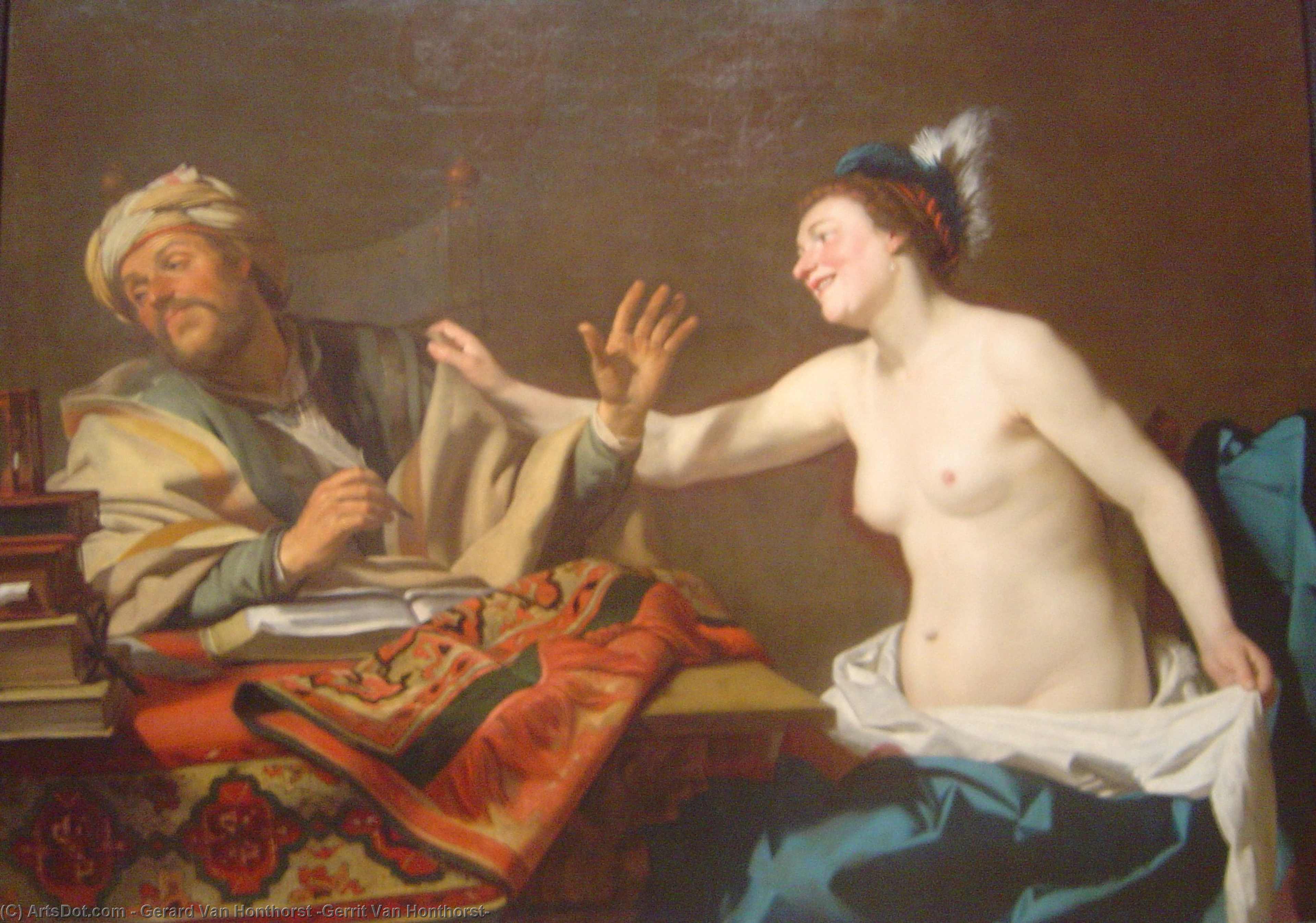 WikiOO.org - Encyclopedia of Fine Arts - Lukisan, Artwork Gerard Van Honthorst (Gerrit Van Honthorst) - The steadfast philosopher