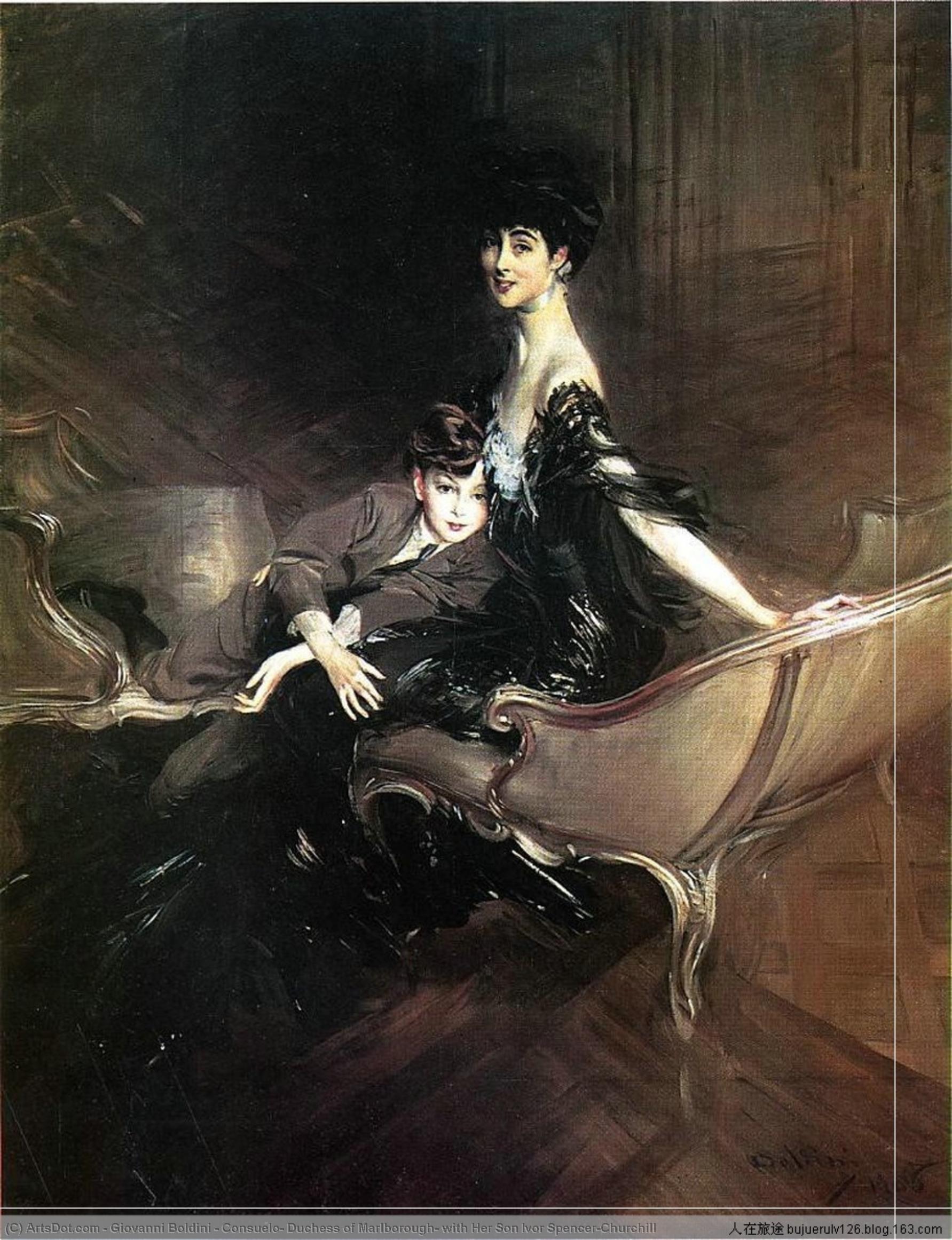Wikioo.org - The Encyclopedia of Fine Arts - Painting, Artwork by Giovanni Boldini - Consuelo, Duchess of Marlborough, with Her Son Ivor Spencer-Churchill