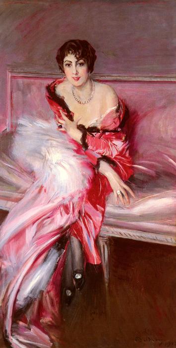 WikiOO.org – 美術百科全書 - 繪畫，作品 Giovanni Boldini - 肖像夫人Juillard在红