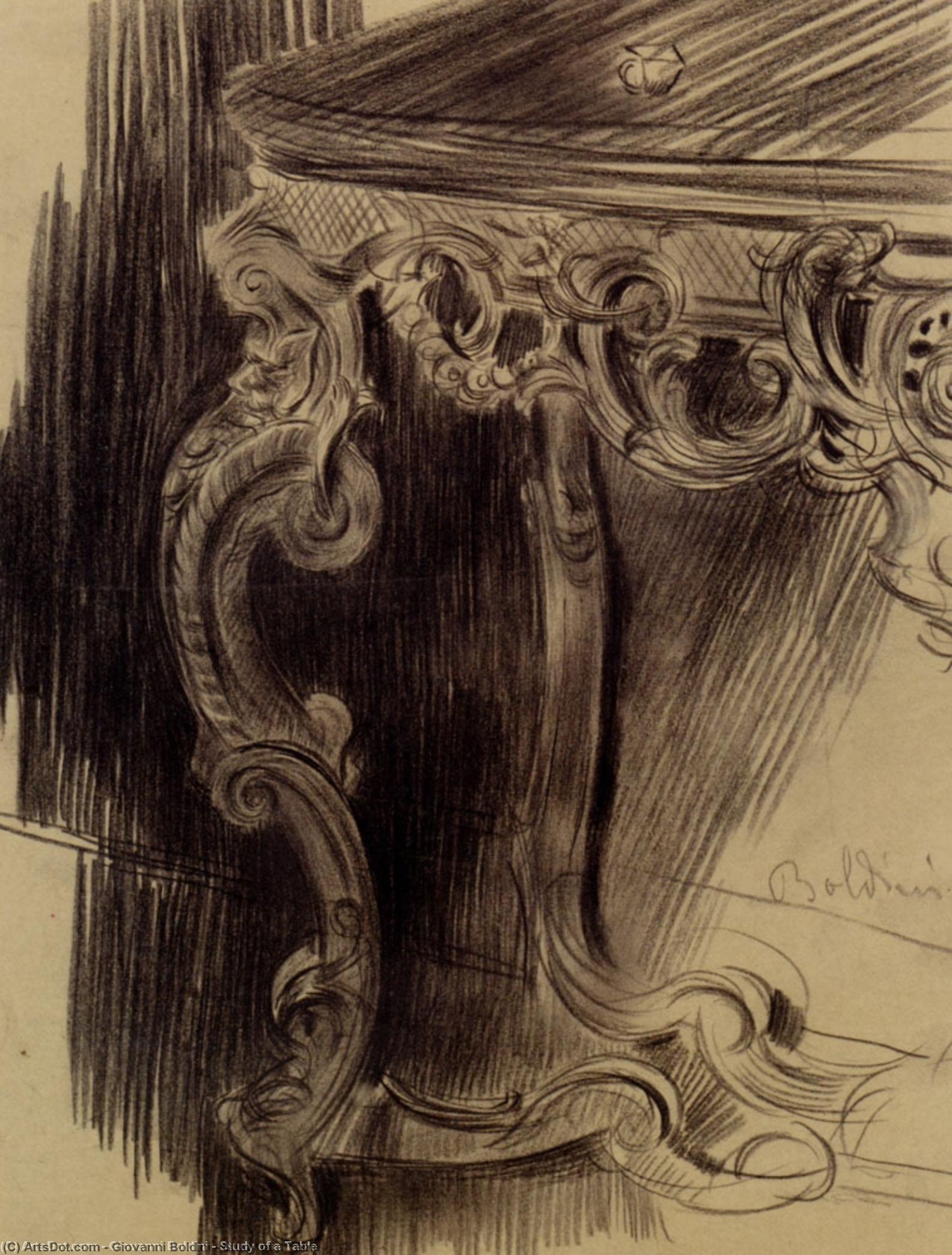 WikiOO.org - Encyclopedia of Fine Arts - Lukisan, Artwork Giovanni Boldini - Study of a Table