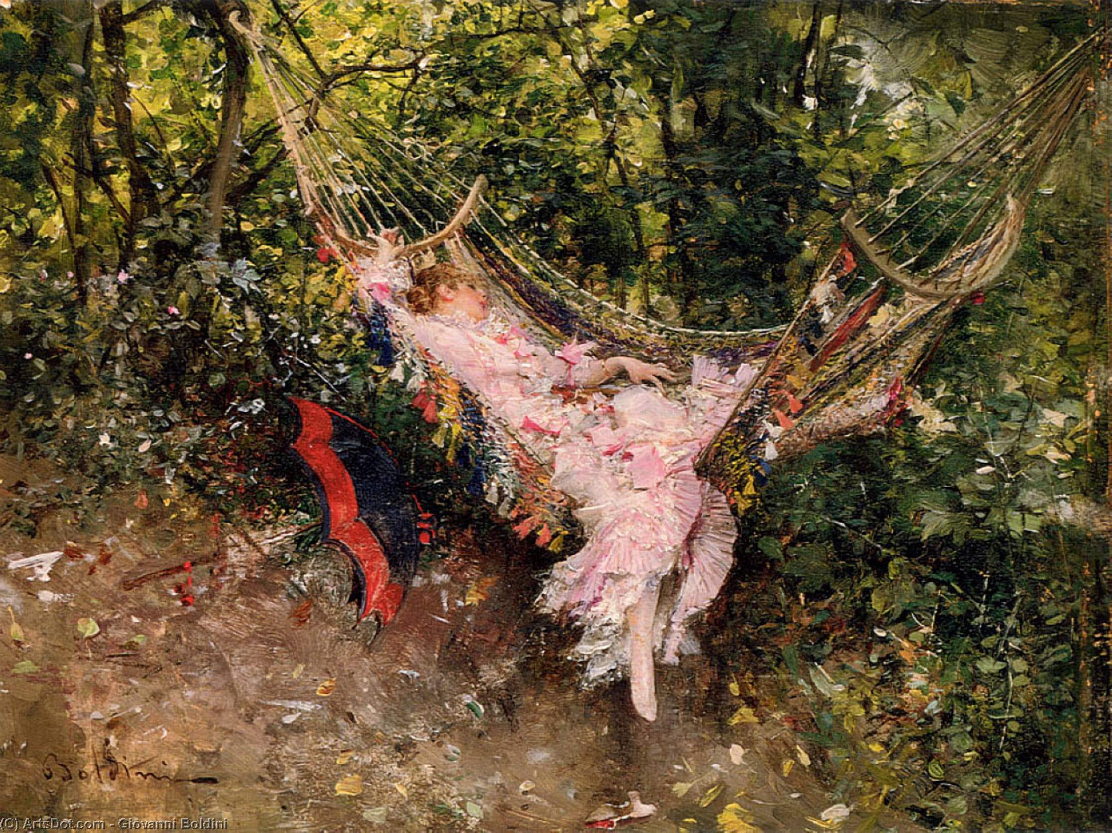 Wikioo.org - The Encyclopedia of Fine Arts - Painting, Artwork by Giovanni Boldini - The Hammock