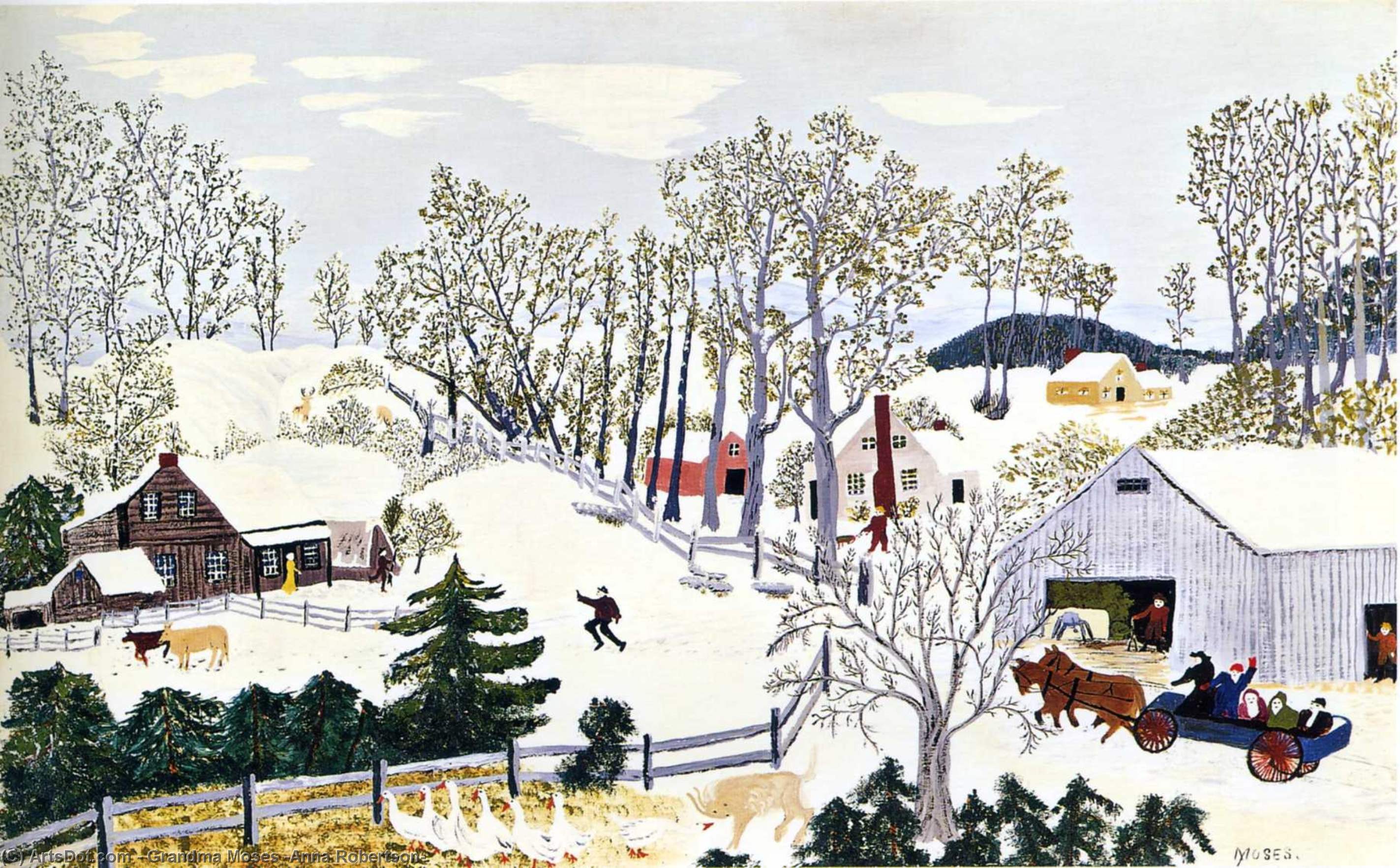 Wikioo.org - The Encyclopedia of Fine Arts - Painting, Artwork by Grandma Moses (Anna Robertson) - Early Springtime on the Farm