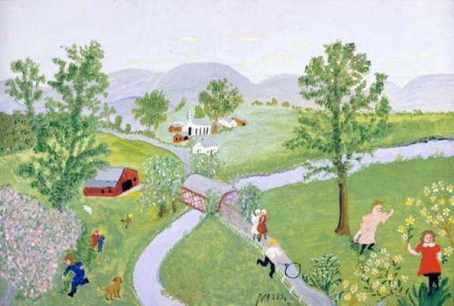 Wikioo.org - The Encyclopedia of Fine Arts - Painting, Artwork by Grandma Moses (Anna Robertson) - Spring Flower
