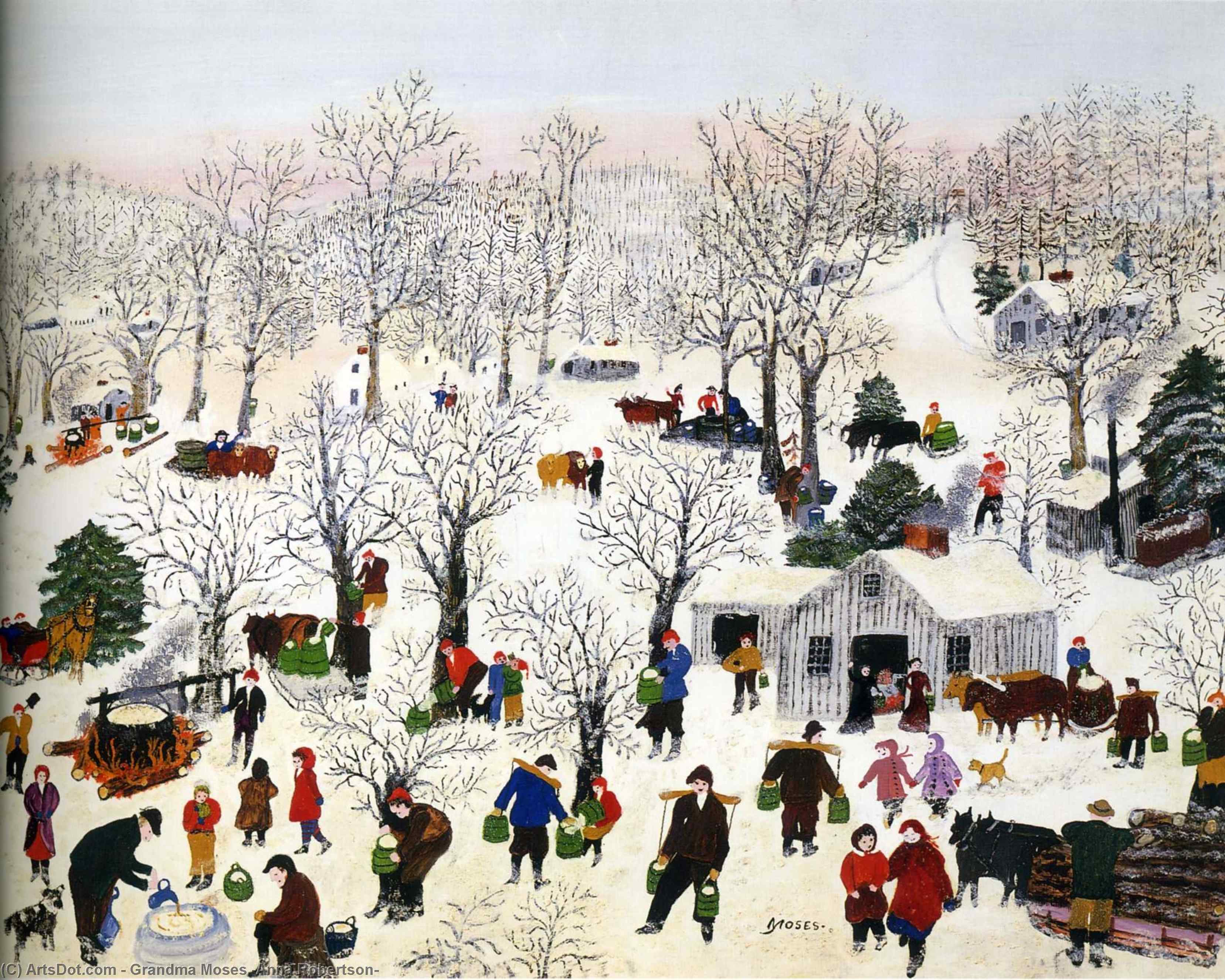 Wikioo.org - The Encyclopedia of Fine Arts - Painting, Artwork by Grandma Moses (Anna Robertson) - Sugaring Off