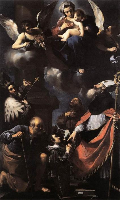 Wikioo.org - สารานุกรมวิจิตรศิลป์ - จิตรกรรม Guercino (Barbieri, Giovanni Francesco) - A Donor Presented to the Virgin