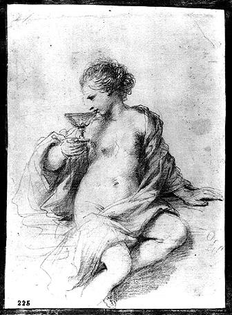 Wikioo.org - The Encyclopedia of Fine Arts - Painting, Artwork by Guercino (Barbieri, Giovanni Francesco) - A Woman Drinking from a Cup