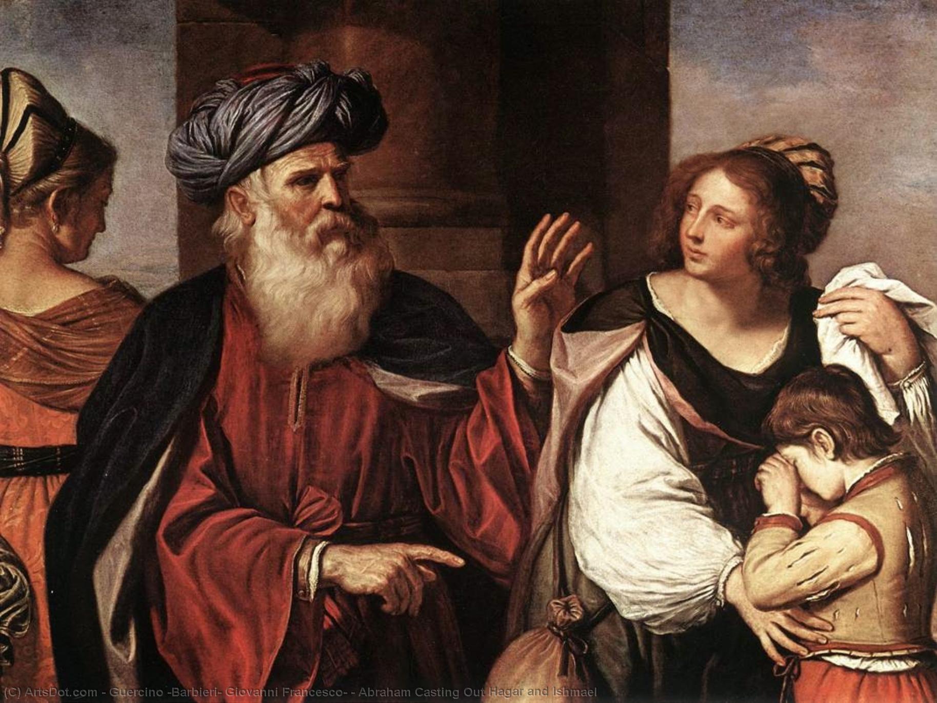 WikiOO.org - Encyclopedia of Fine Arts - Målning, konstverk Guercino (Barbieri, Giovanni Francesco) - Abraham Casting Out Hagar and Ishmael