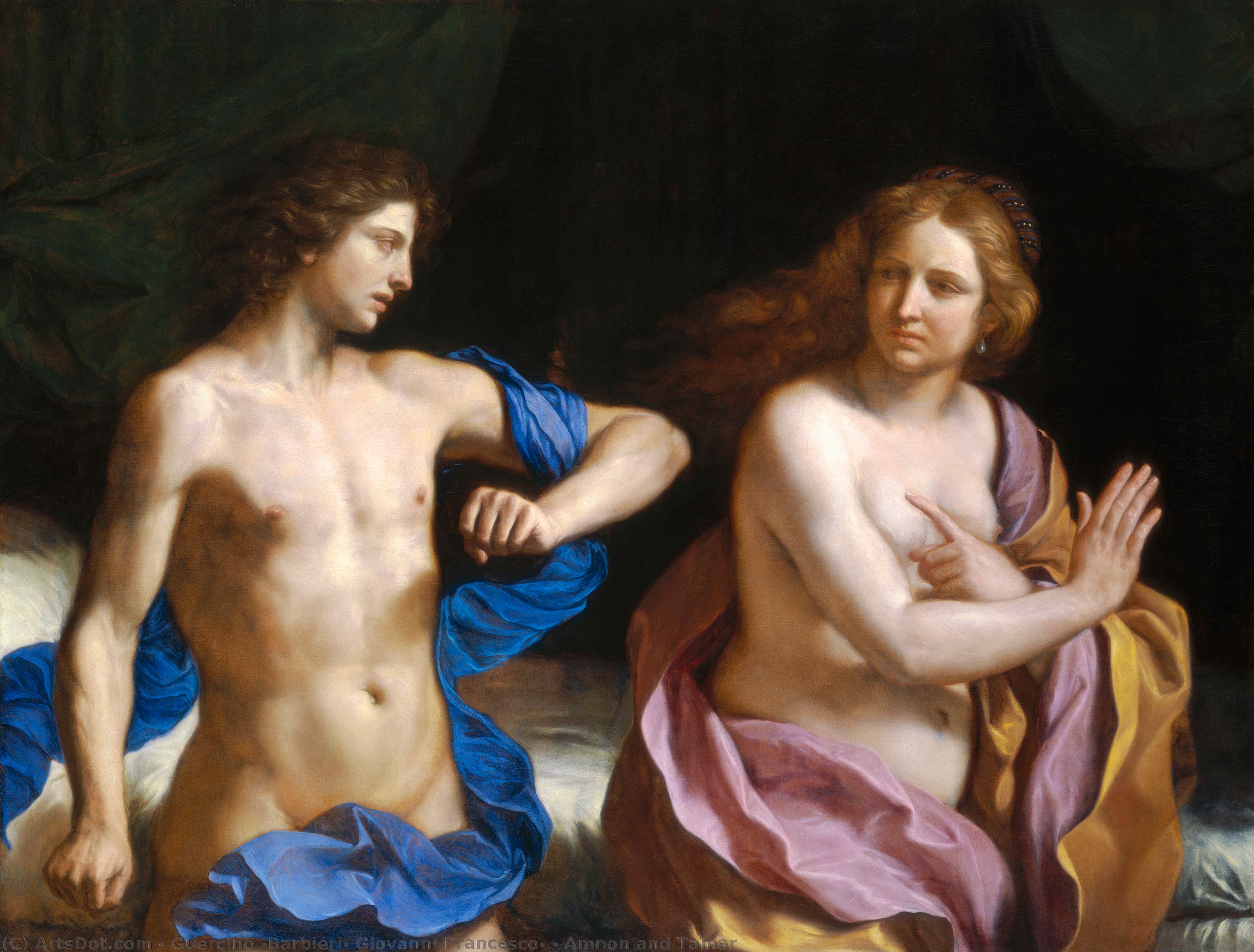 Wikioo.org - สารานุกรมวิจิตรศิลป์ - จิตรกรรม Guercino (Barbieri, Giovanni Francesco) - Amnon and Tamar