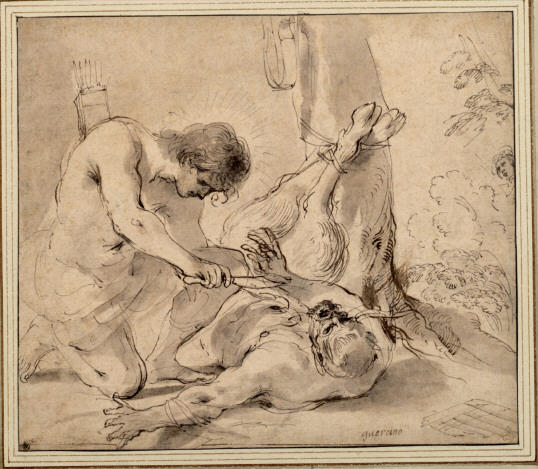 Wikioo.org – La Enciclopedia de las Bellas Artes - Pintura, Obras de arte de Guercino (Barbieri, Giovanni Francesco) - Apolo y Marsias