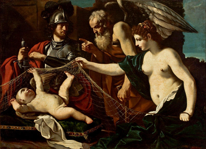 Wikioo.org – L'Encyclopédie des Beaux Arts - Peinture, Oeuvre de Guercino (Barbieri, Giovanni Francesco) - chronos admoneste Éros , en présence d aphrodite et mars