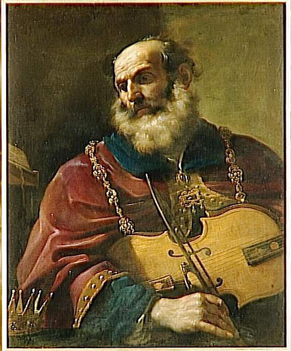 WikiOO.org - 백과 사전 - 회화, 삽화 Guercino (Barbieri, Giovanni Francesco) - David the violonist