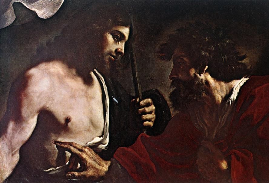 Wikoo.org - موسوعة الفنون الجميلة - اللوحة، العمل الفني Guercino (Barbieri, Giovanni Francesco) - Doubting Thomas