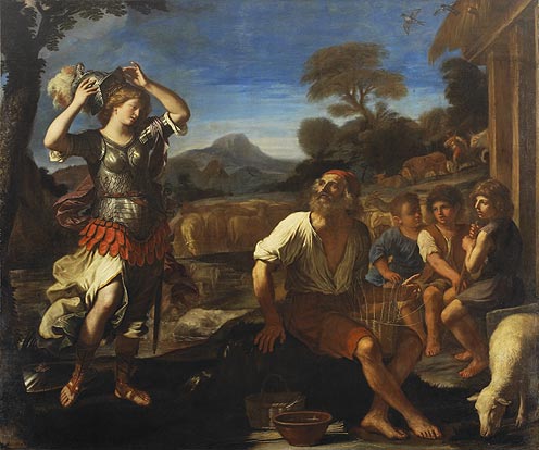 WikiOO.org - Encyclopedia of Fine Arts - Maleri, Artwork Guercino (Barbieri, Giovanni Francesco) - Erminia and the Shepherds