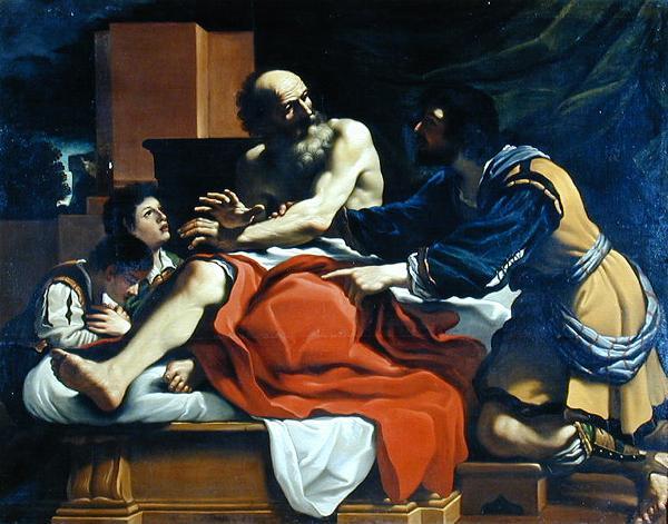 Wikioo.org - The Encyclopedia of Fine Arts - Painting, Artwork by Guercino (Barbieri, Giovanni Francesco) - Jacob, Ephraim, and Manasseh