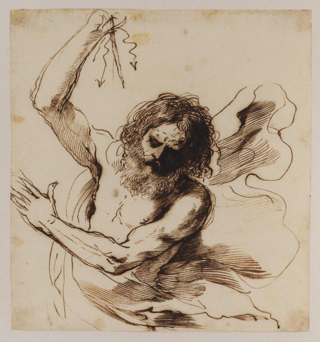 WikiOO.org - Εγκυκλοπαίδεια Καλών Τεχνών - Ζωγραφική, έργα τέχνης Guercino (Barbieri, Giovanni Francesco) - Jove throwing a thunderbolt