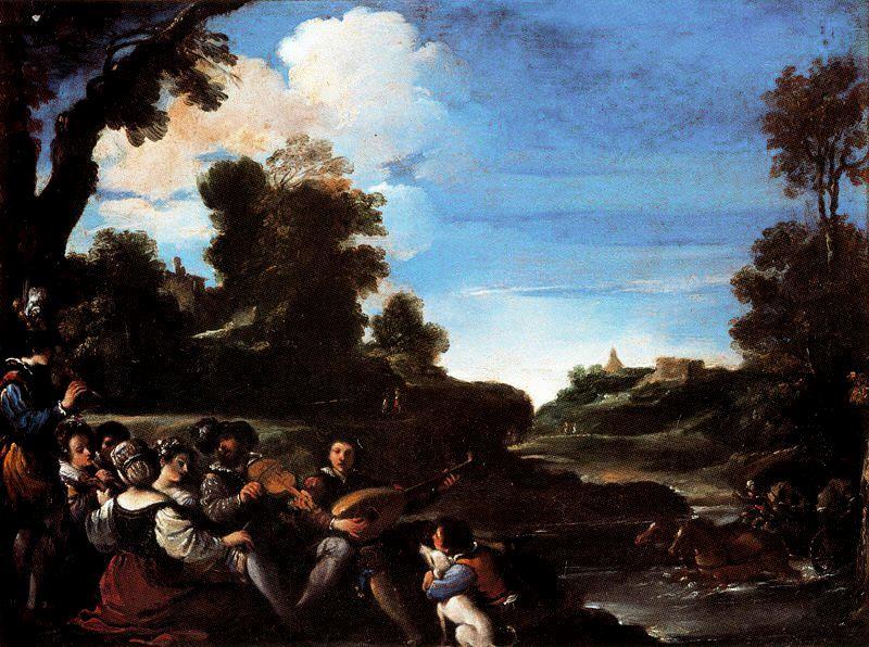 WikiOO.org - 백과 사전 - 회화, 삽화 Guercino (Barbieri, Giovanni Francesco) - Le Concert Champêtre