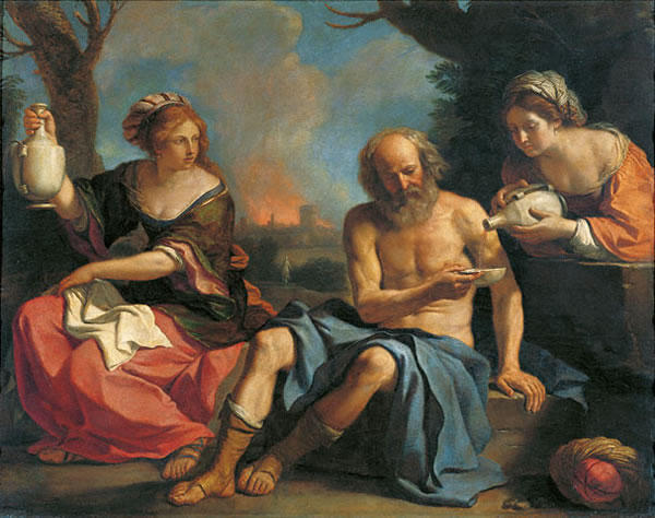 Wikioo.org - The Encyclopedia of Fine Arts - Painting, Artwork by Guercino (Barbieri, Giovanni Francesco) - Loth and his doughters 1