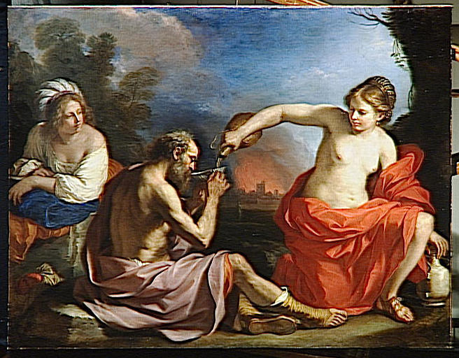 WikiOO.org - Εγκυκλοπαίδεια Καλών Τεχνών - Ζωγραφική, έργα τέχνης Guercino (Barbieri, Giovanni Francesco) - Loth and his doughters