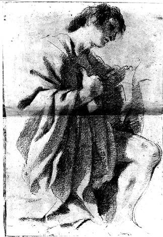 WikiOO.org - 백과 사전 - 회화, 삽화 Guercino (Barbieri, Giovanni Francesco) - Man Kneeling