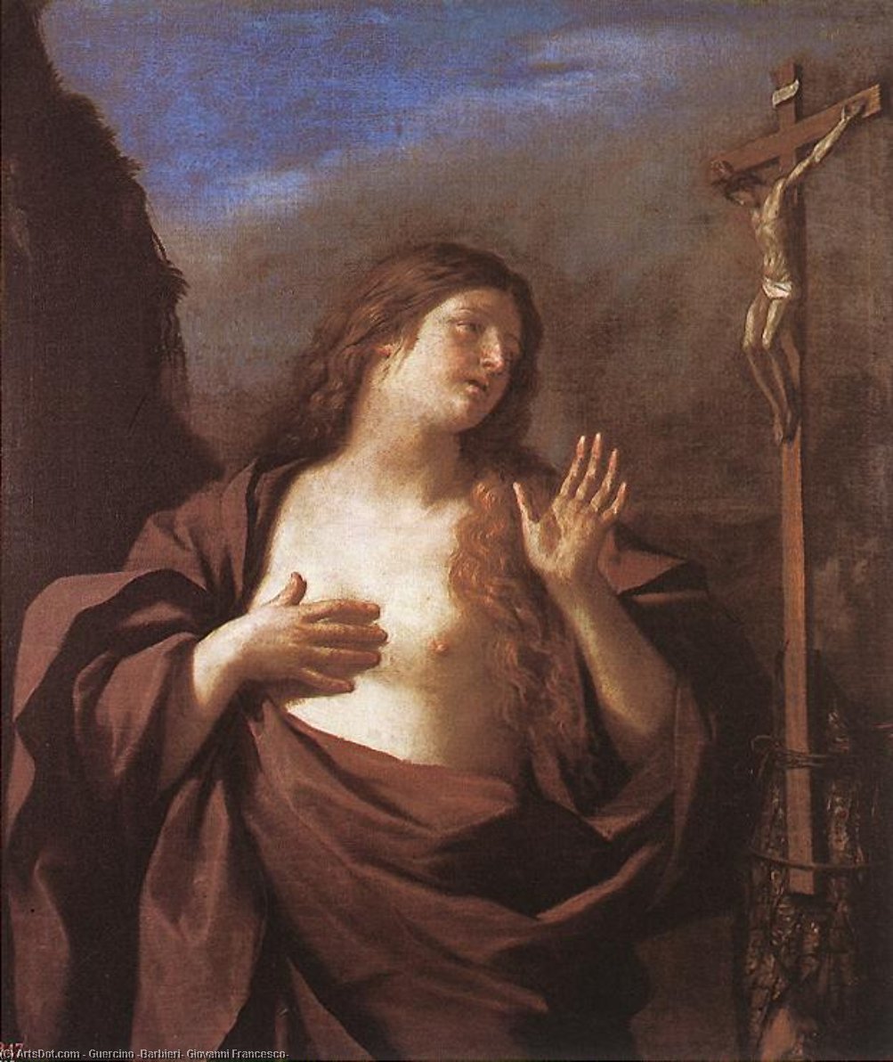 Wikioo.org – L'Encyclopédie des Beaux Arts - Peinture, Oeuvre de Guercino (Barbieri, Giovanni Francesco) - Marie-Madeleine en pénitence
