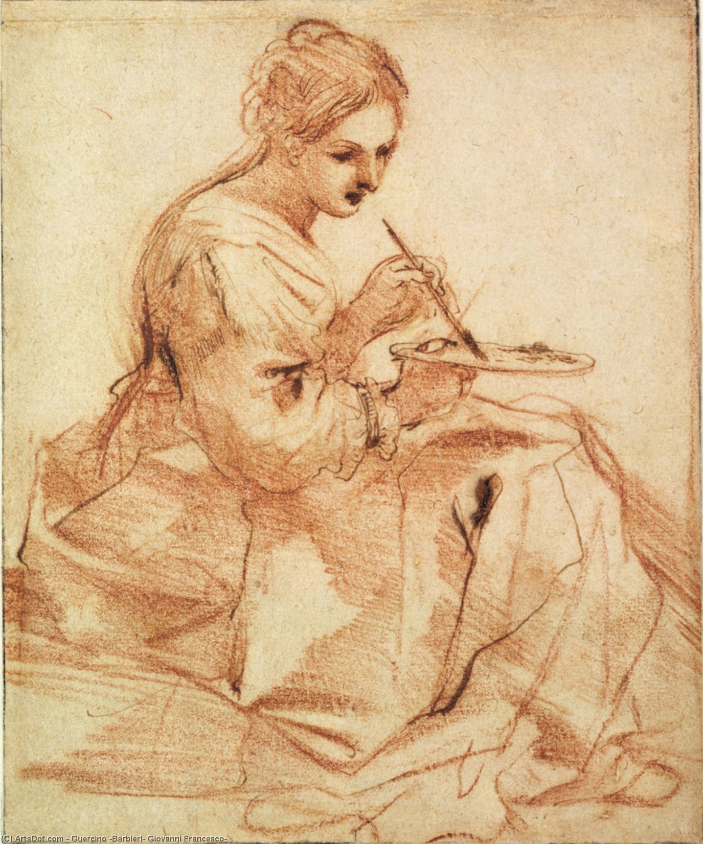 WikiOO.org - 百科事典 - 絵画、アートワーク Guercino (Barbieri, Giovanni Francesco) - 絵画 女性