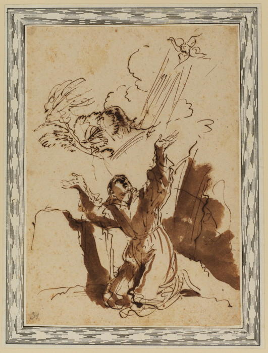Wikioo.org - The Encyclopedia of Fine Arts - Painting, Artwork by Guercino (Barbieri, Giovanni Francesco) - Saint Francis receiving the stigmata