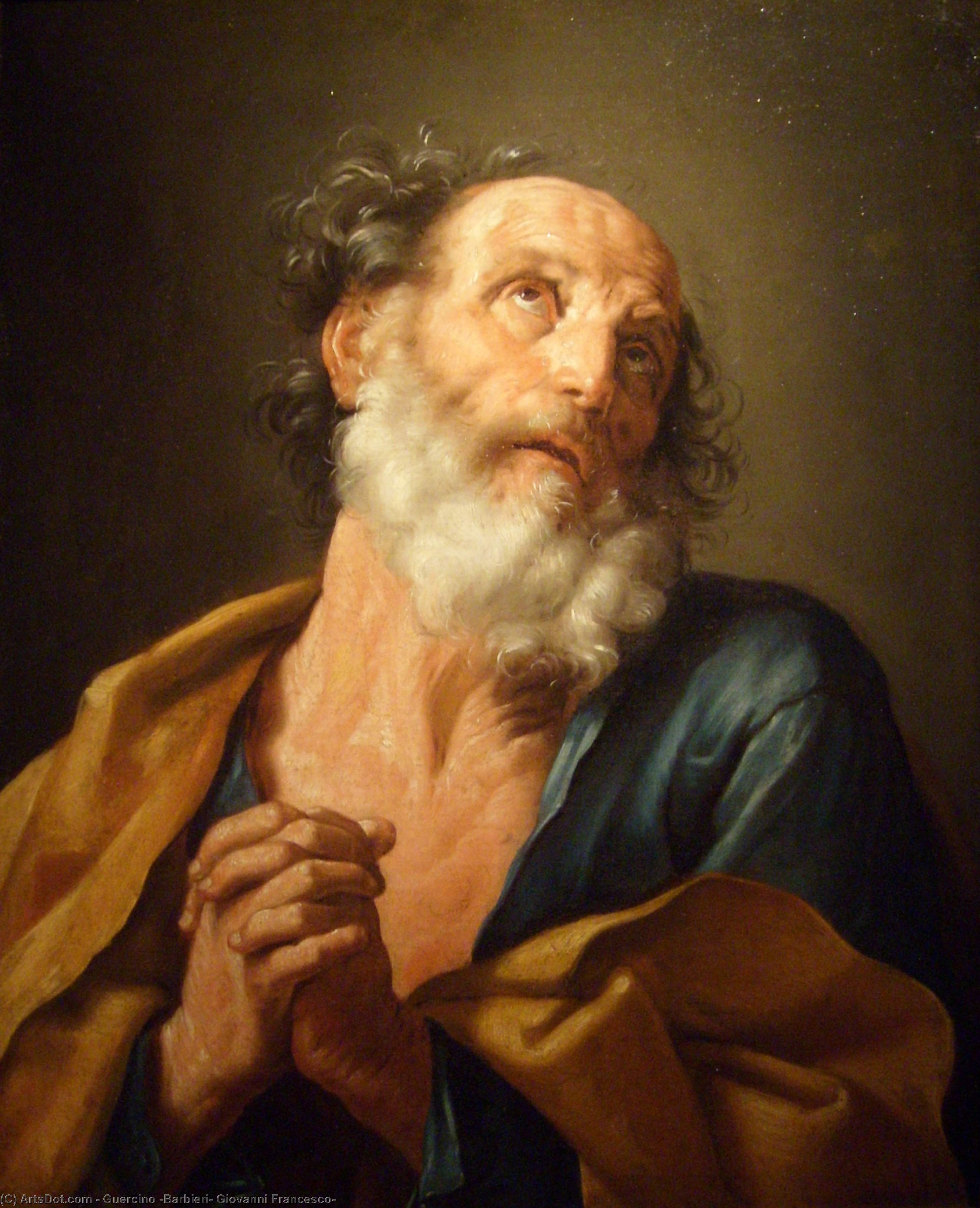 WikiOO.org - Güzel Sanatlar Ansiklopedisi - Resim, Resimler Guercino (Barbieri, Giovanni Francesco) - Saint Pierre pleurant sa faute