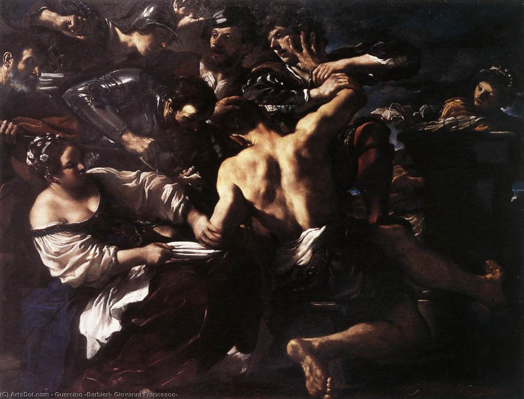 Wikioo.org - Die Enzyklopädie bildender Kunst - Malerei, Kunstwerk von Guercino (Barbieri, Giovanni Francesco) - Samson von den Philistern gefangen