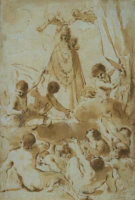 WikiOO.org - Güzel Sanatlar Ansiklopedisi - Resim, Resimler Guercino (Barbieri, Giovanni Francesco) - Souls in Purgatory Supplicating the Madonna of Loreto