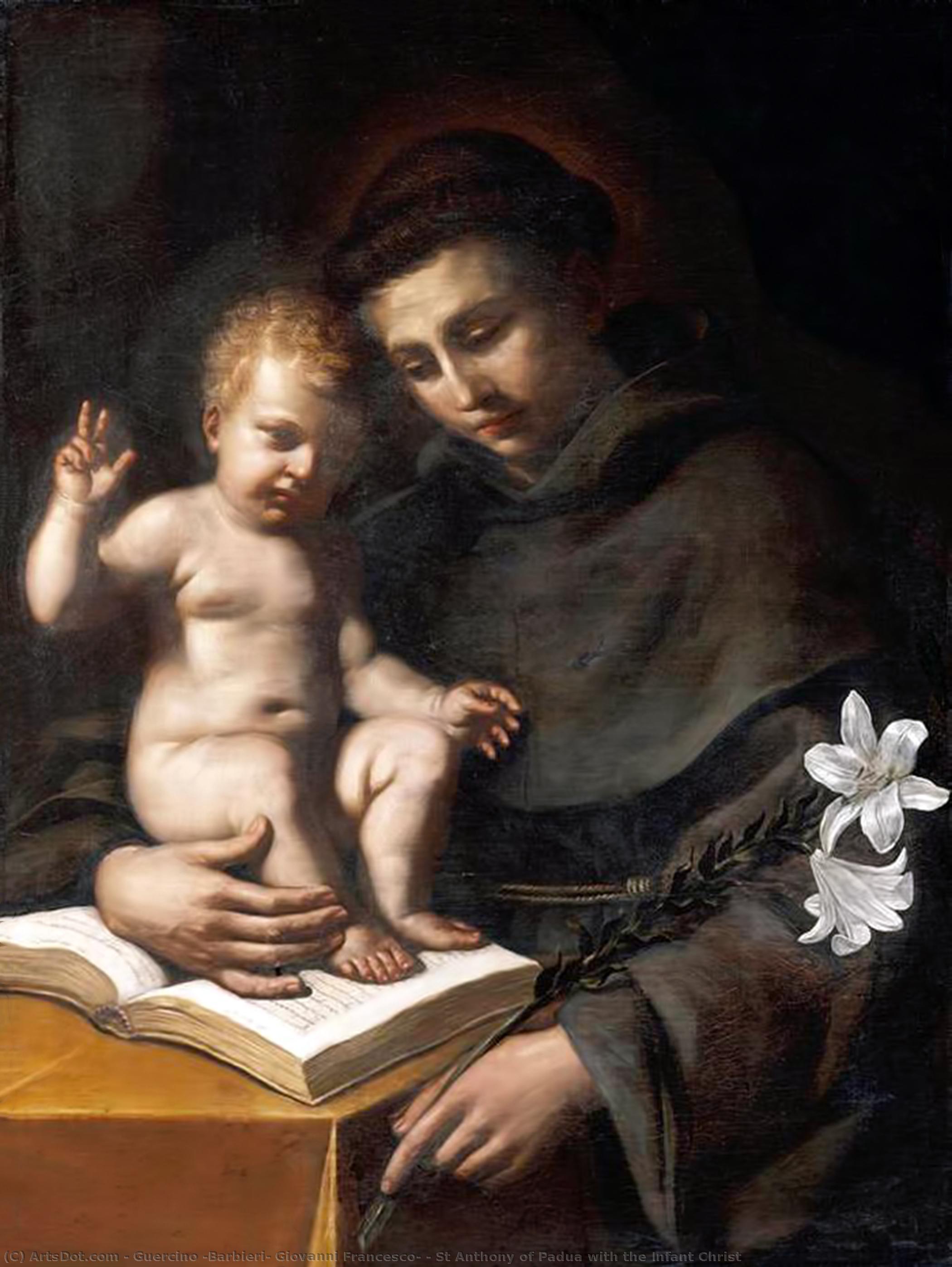 WikiOO.org - Encyclopedia of Fine Arts - Schilderen, Artwork Guercino (Barbieri, Giovanni Francesco) - St Anthony of Padua with the Infant Christ