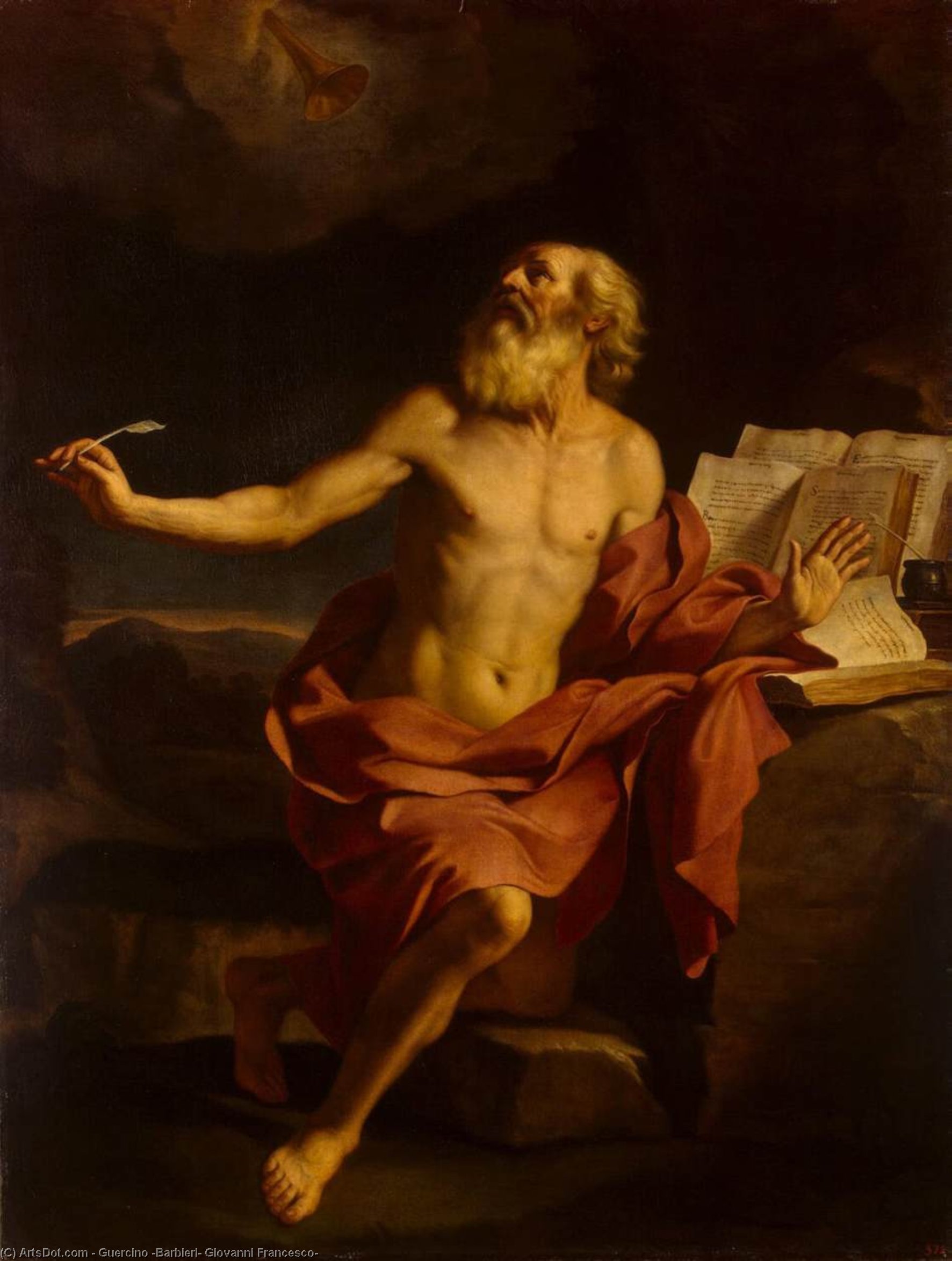Wikioo.org - The Encyclopedia of Fine Arts - Painting, Artwork by Guercino (Barbieri, Giovanni Francesco) - St Jerome in the Wilderness