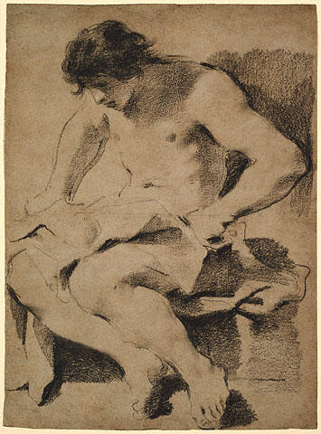 Wikioo.org - The Encyclopedia of Fine Arts - Painting, Artwork by Guercino (Barbieri, Giovanni Francesco) - Study of a Seated Young Man