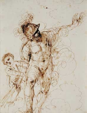 WikiOO.org - Güzel Sanatlar Ansiklopedisi - Resim, Resimler Guercino (Barbieri, Giovanni Francesco) - The Enraged Mars Restrained by Cupid