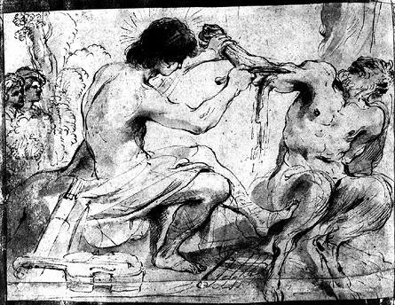 Wikioo.org – La Enciclopedia de las Bellas Artes - Pintura, Obras de arte de Guercino (Barbieri, Giovanni Francesco) - El Flaying de Marsias